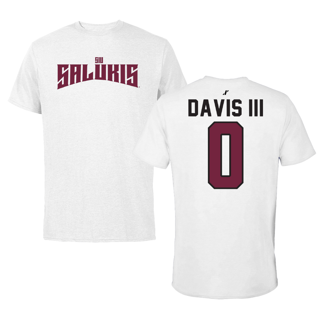 Southern Illinois University at Carbondale Football White Classic Tee - #0 Vinson Davis III