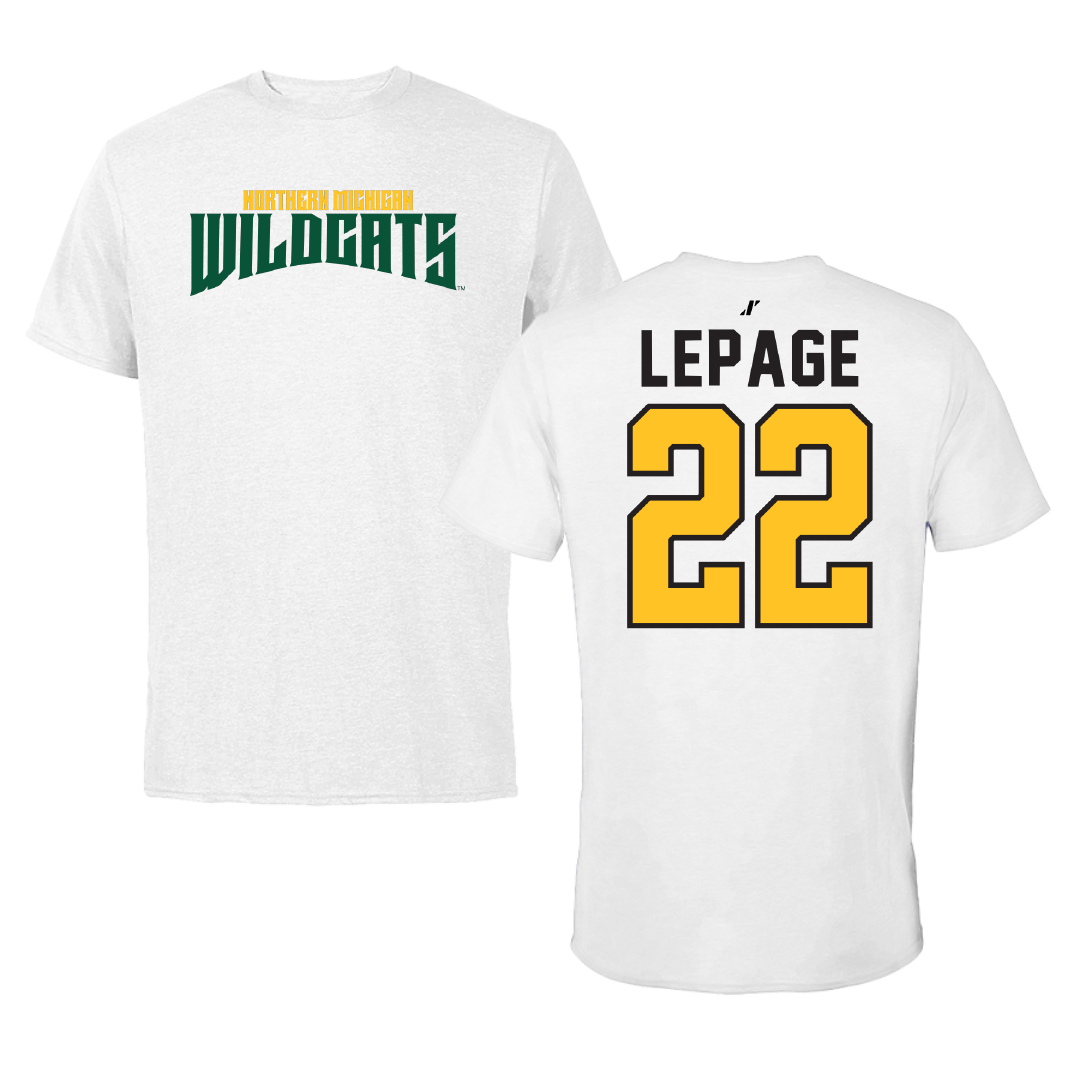 Northern Michigan University Basketball White Classic Performance Tee - #22 Cooper LePage