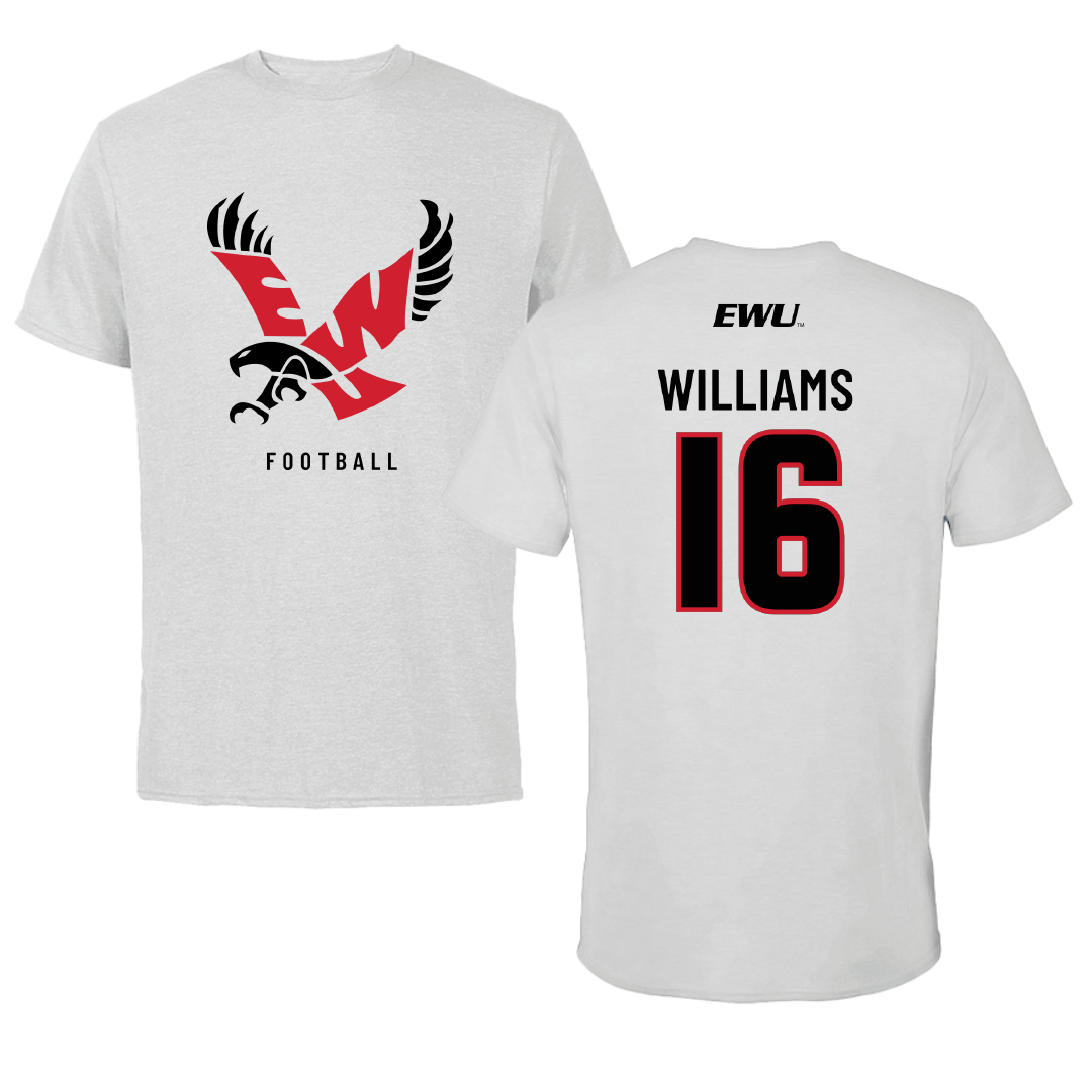 Eastern Washington University Football Light Gray Performance Tee - #16 Miles Williams