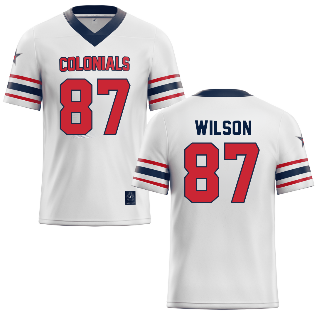 Robert Morris University White Football Jersey - #87 Trevor Wilson