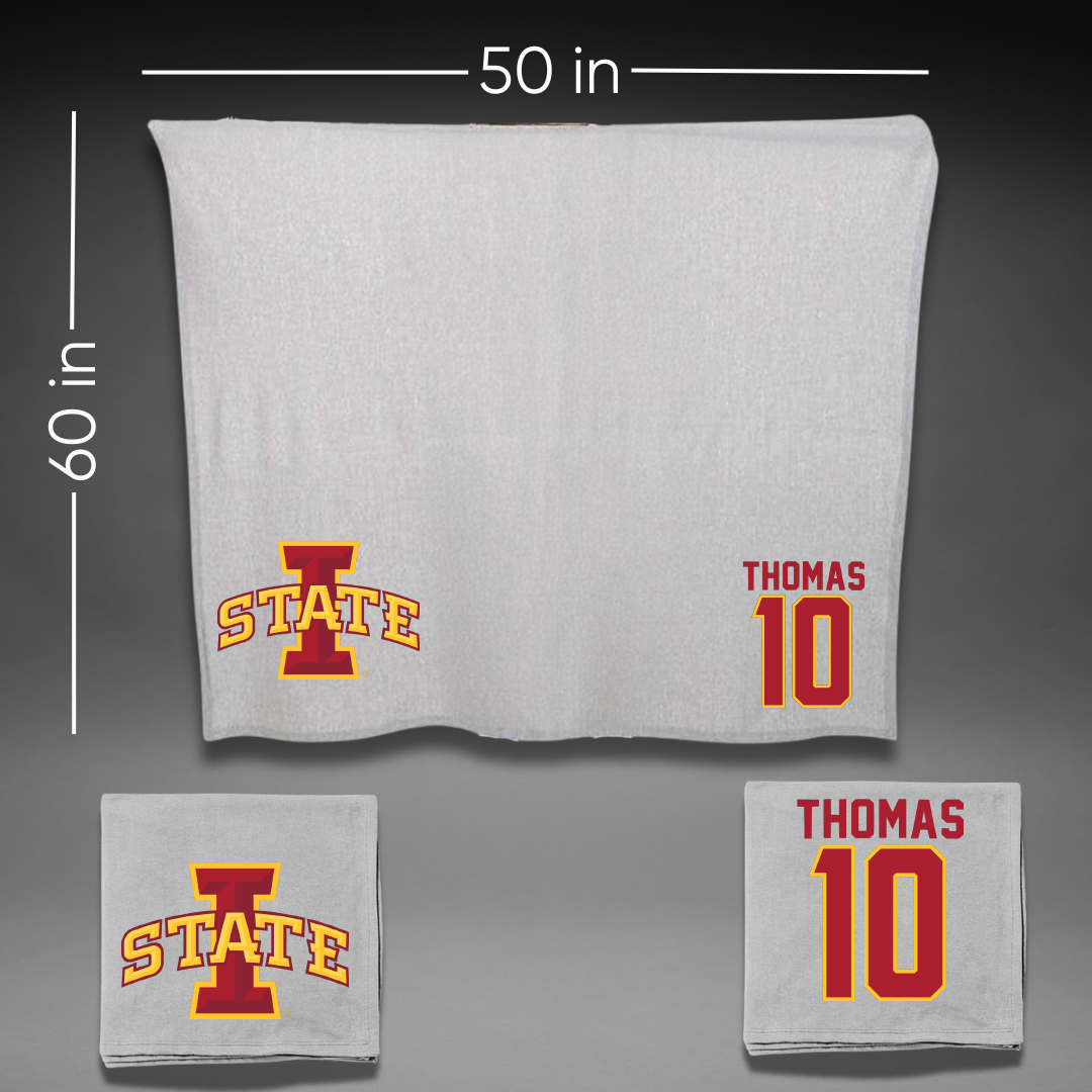 Iowa State University Soccer Gray Blanket - #10 Sophia Thomas