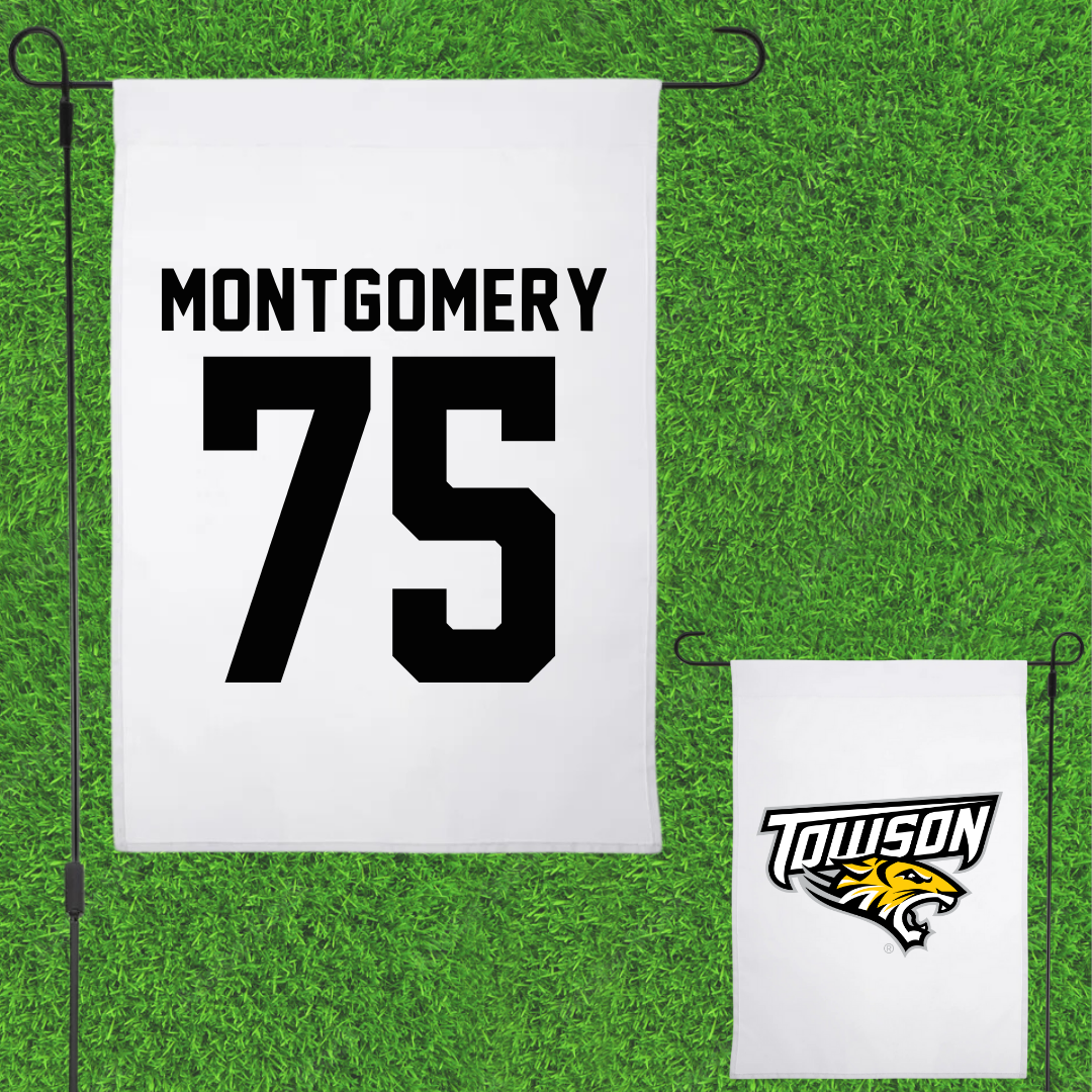 Towson University Football White Garden Flag - #75 Jaelin Montgomery