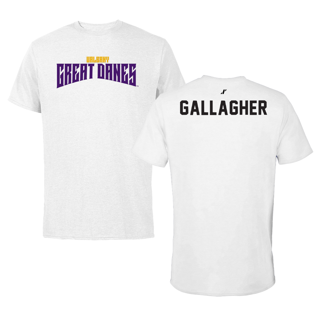University at Albany TF and XC White Classic Performance Tee - Jack Gallagher