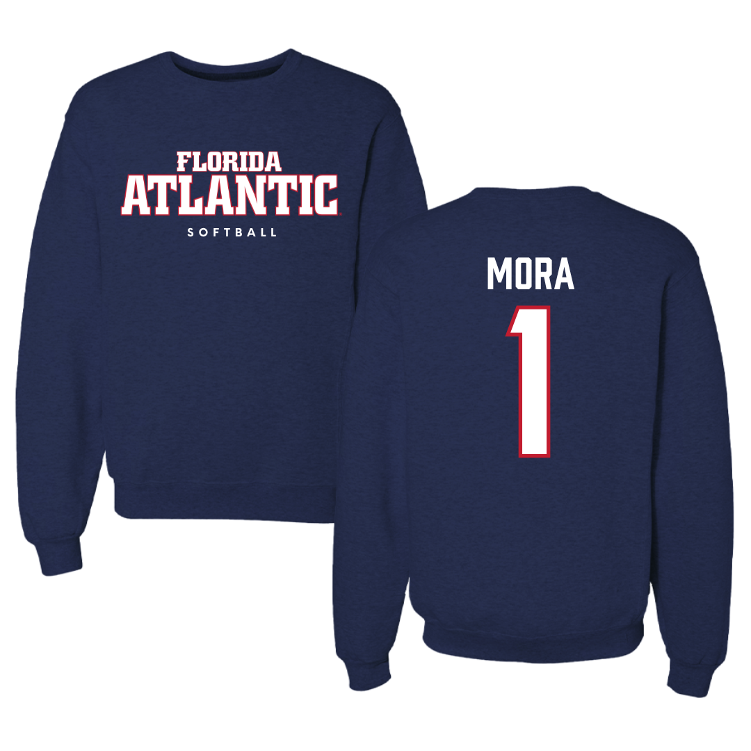 Florida Atlantic University Softball Navy Crewneck - #1 Jesiana Mora