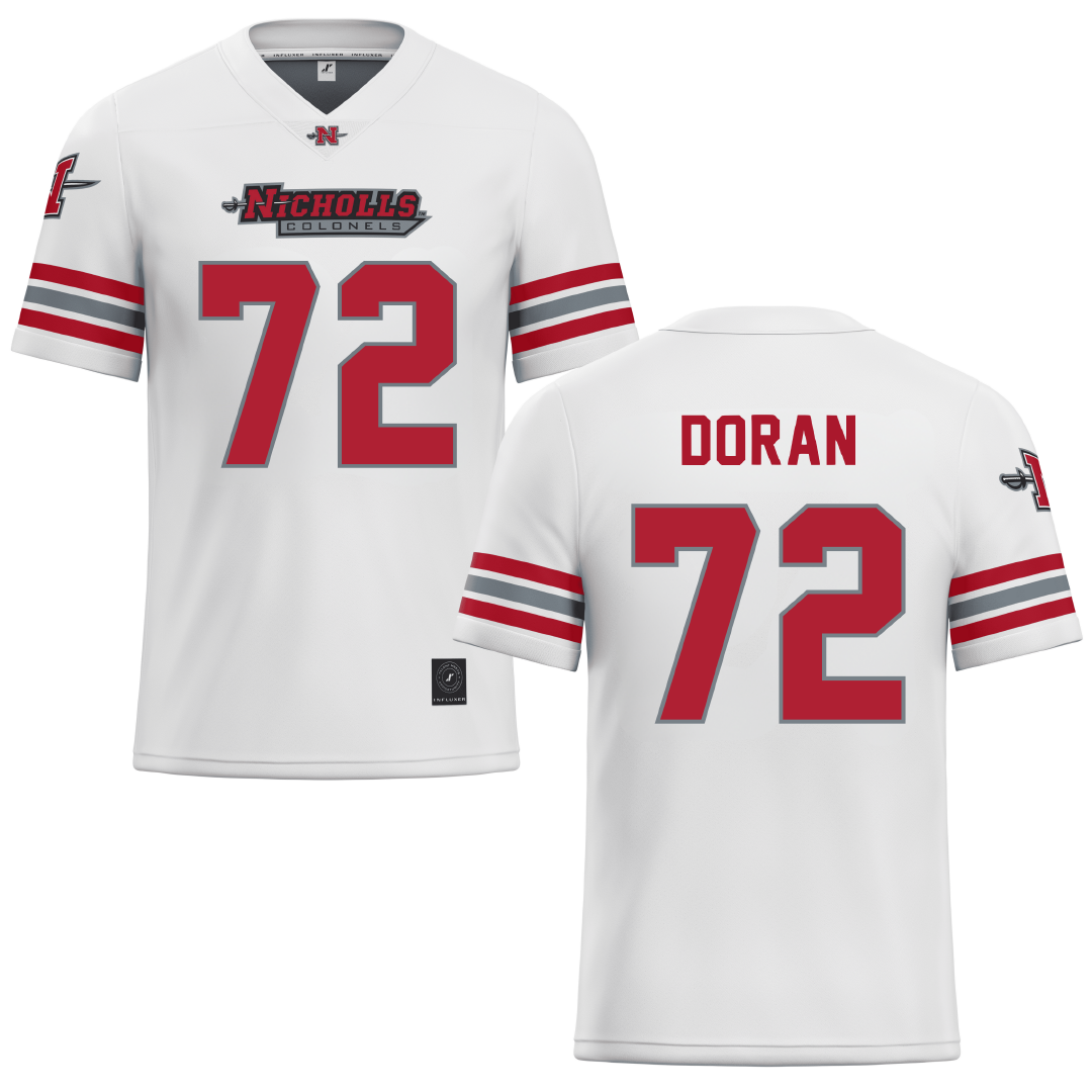 Nicholls State University White Football Jersey - #72 Seth Doran