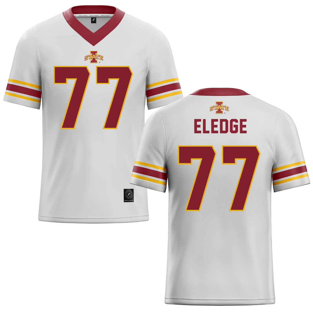 Iowa State University White Football Jersey - #77 Easton Eledge