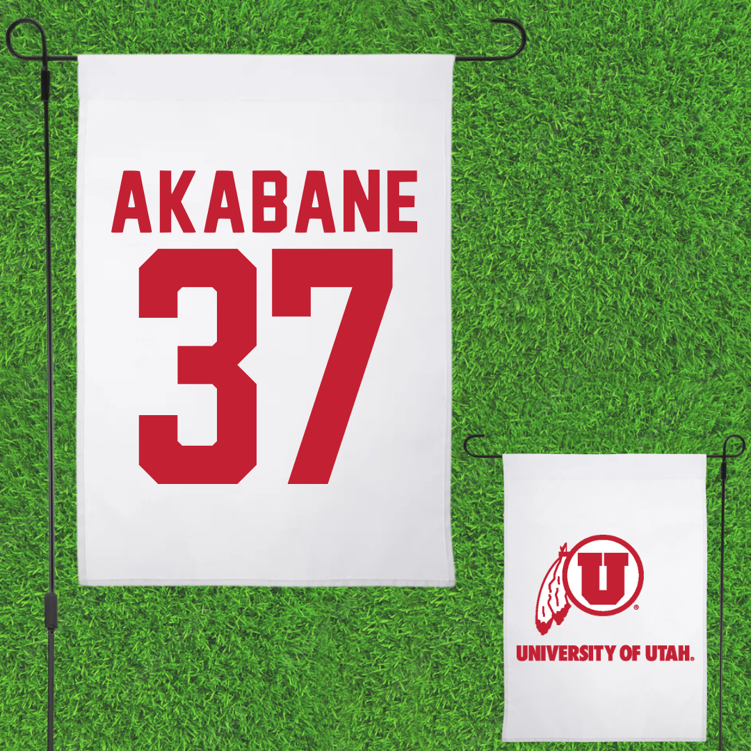 University of Utah Lacrosse White Garden Flag - #37 Trey Akabane