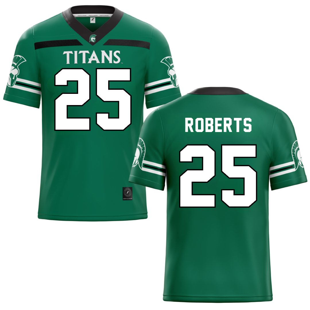 Illinois Wesleyan University Green Football Jersey - #25 Jaxson Roberts