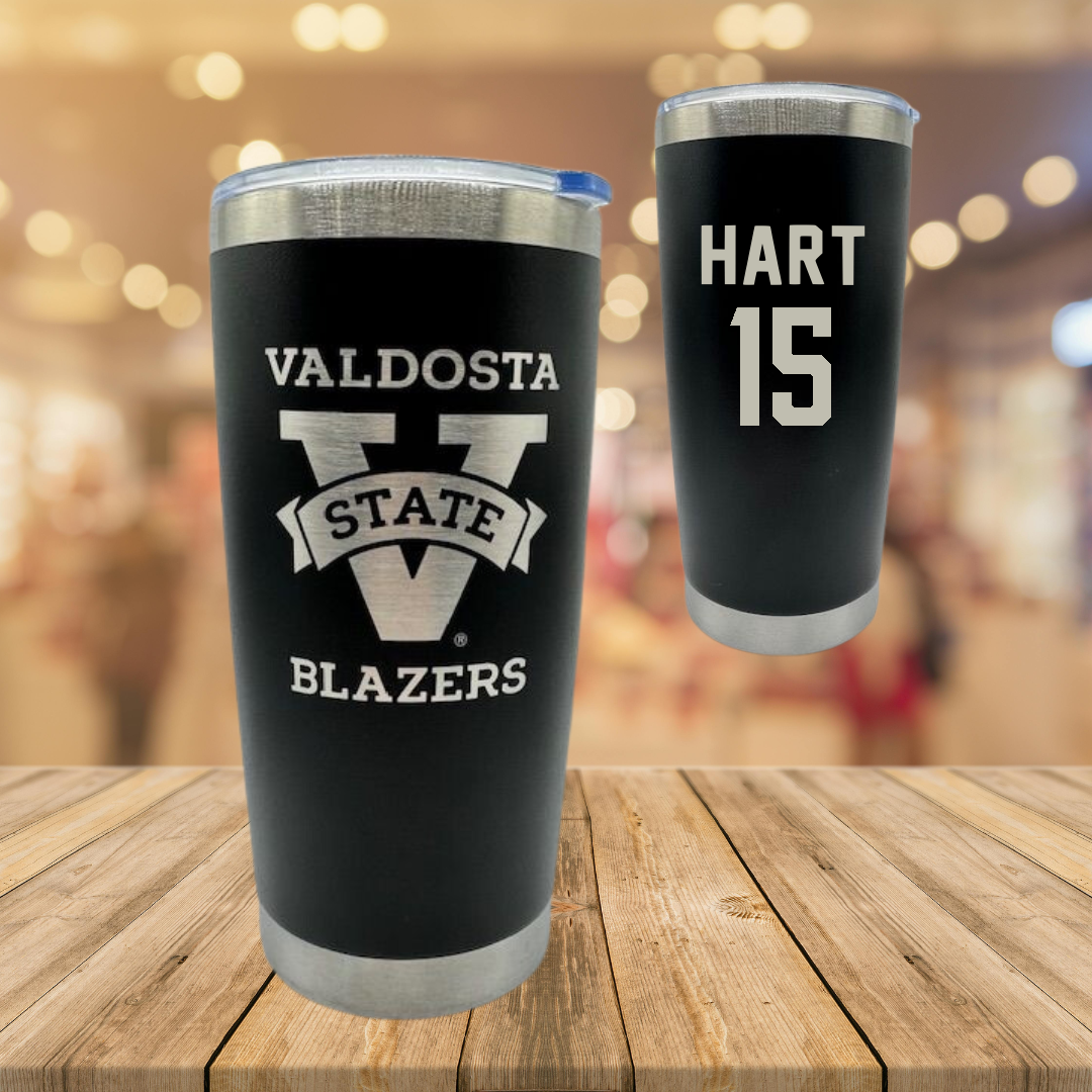 Valdosta State University Basketball Black Stainless Steel Tumbler - #15 Carlos Hart