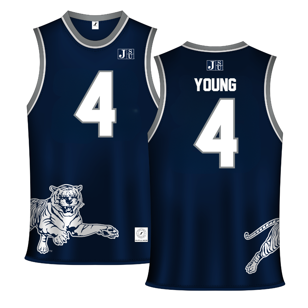 Jackson State University Navy Basketball Jersey - #4 Coltie Young