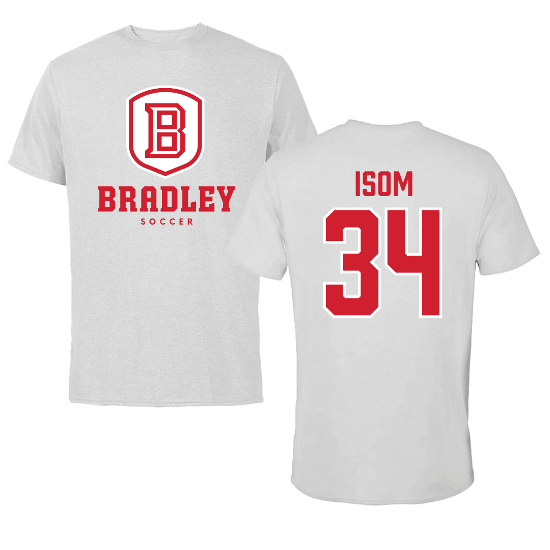 Bradley University Soccer Gray Performance Tee - #34 Nathaniel Isom
