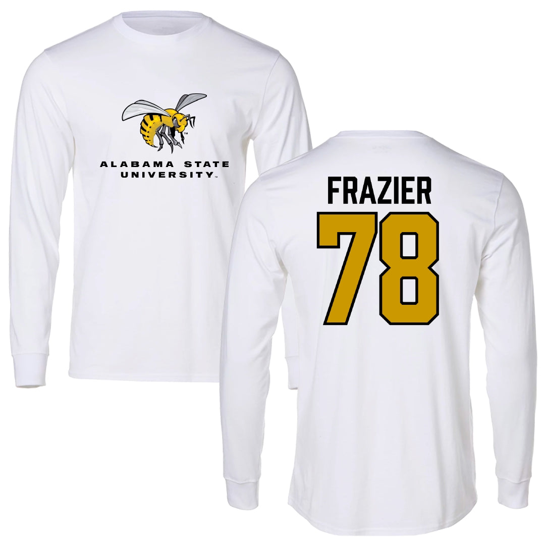 Alabama State University Football White Block Long Sleeve - #78 Jeremiah Frazier