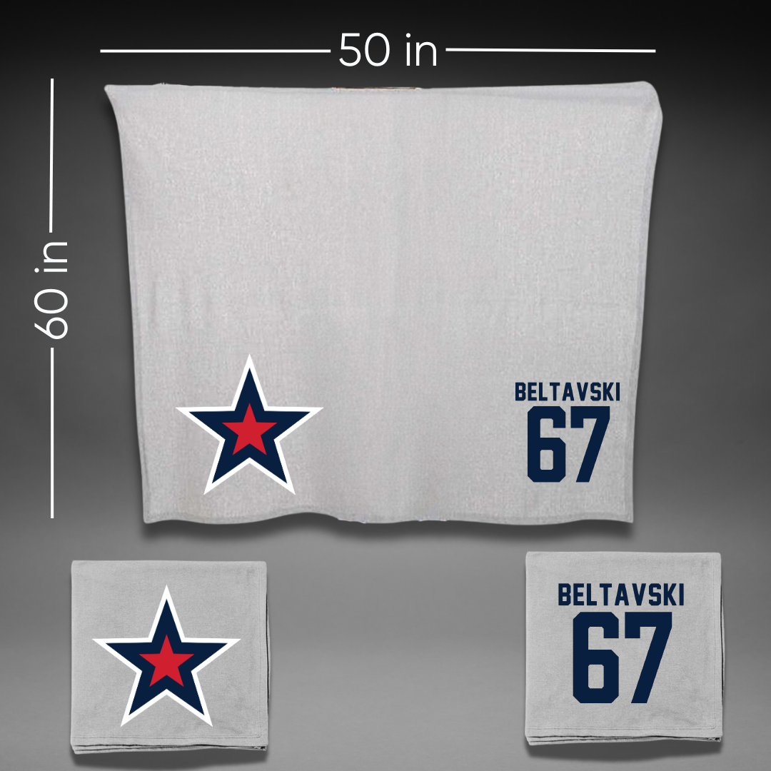 Robert Morris University Football Gray Blanket - #67 Luke Beltavski