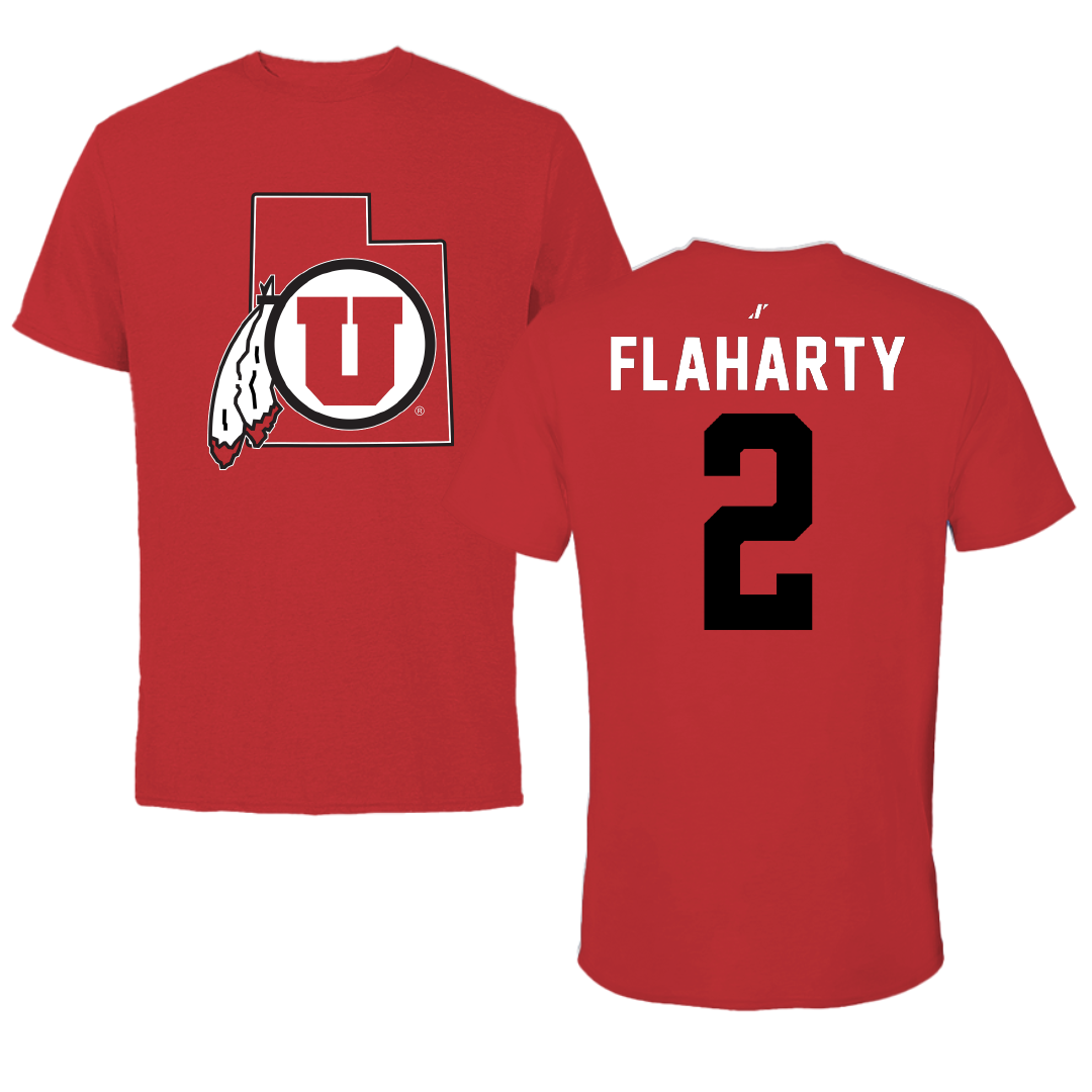 University of Utah Baseball Red State Tee - #2 Matt Flaharty