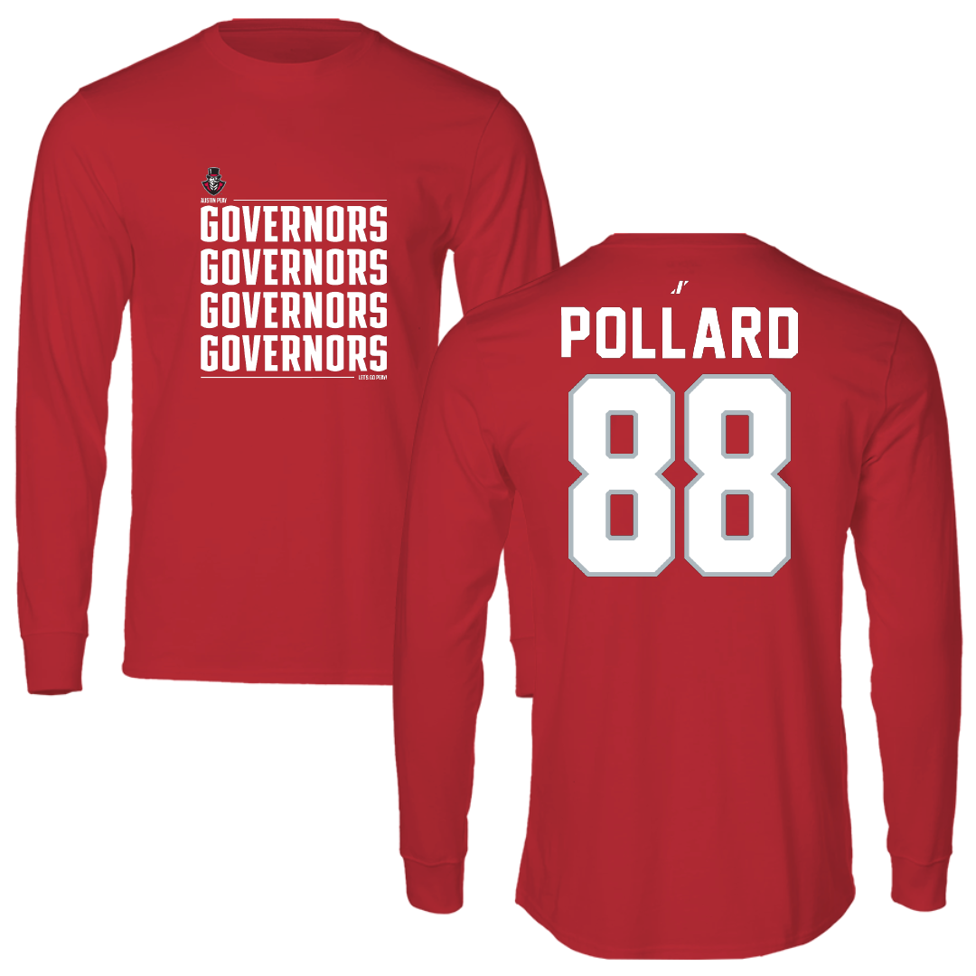 Austin Peay State University Baseball Red General Long Sleeve - #88 Davin Pollard