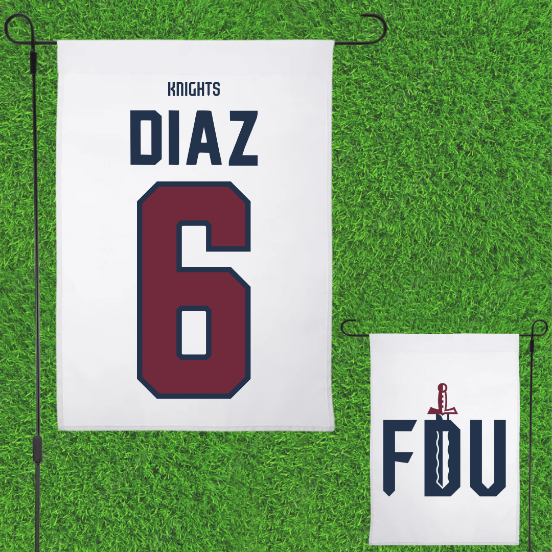 Fairleigh Dickinson University-Metropolitan Campus Volleyball White Garden Flag - #6 Diego Diaz