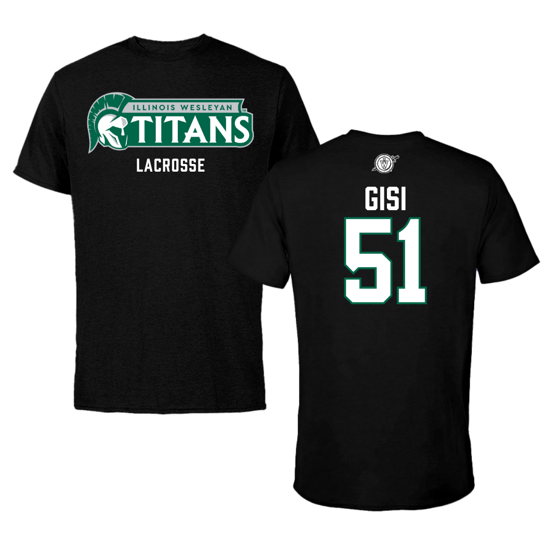 Illinois Wesleyan University Lacrosse Black Tee - #51 Jake Gisi
