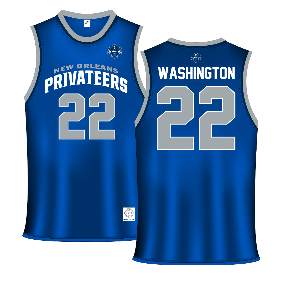 University of New Orleans Blue Basketball Jersey - #22 Darrius Washington