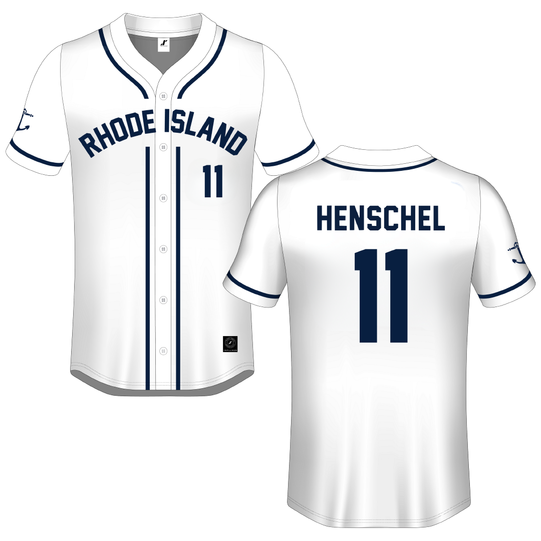University of Rhode Island White Button-Down Jersey - #11 Ryan Henschel