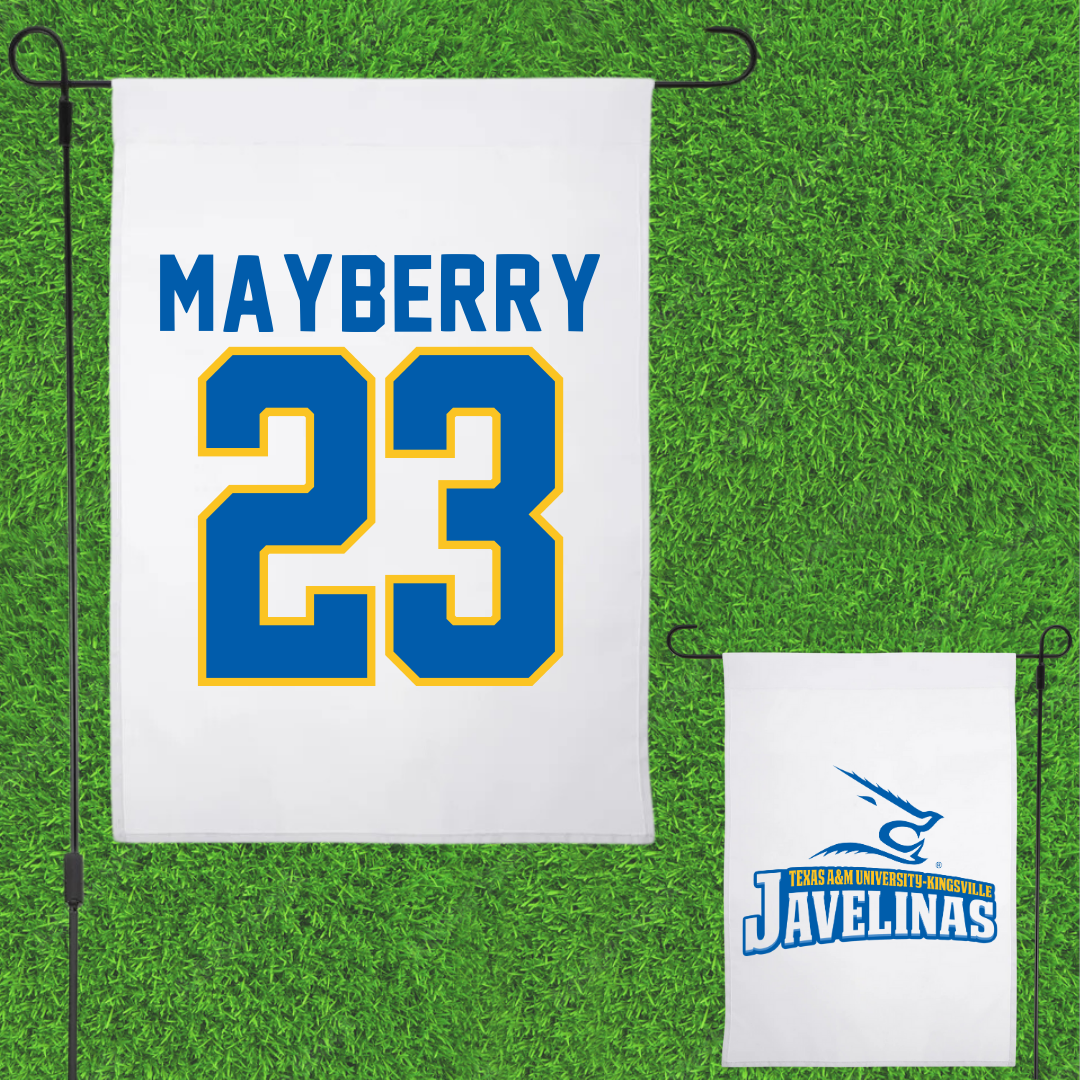 Texas A&M University-Kingsville Football White Garden Flag - #23 Darian Mayberry