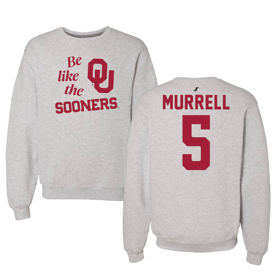 University of Oklahoma Soccer Light Gray Be Like Us Crewneck - #5 Hadley Murrell