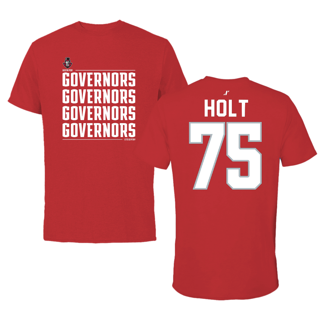 Austin Peay State University Baseball Red General Performance Tee - #75 Campbell Holt