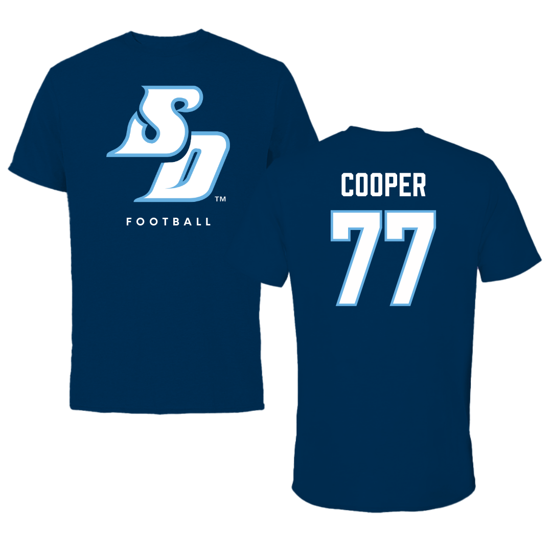 University of San Diego Football Navy Performance Tee - #77 Malachi Cooper