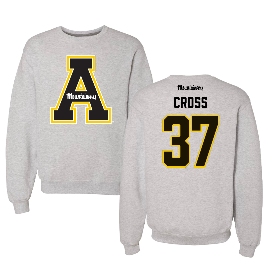 Appalachian State University Baseball Gray Crewneck - #37 Caleb Cross