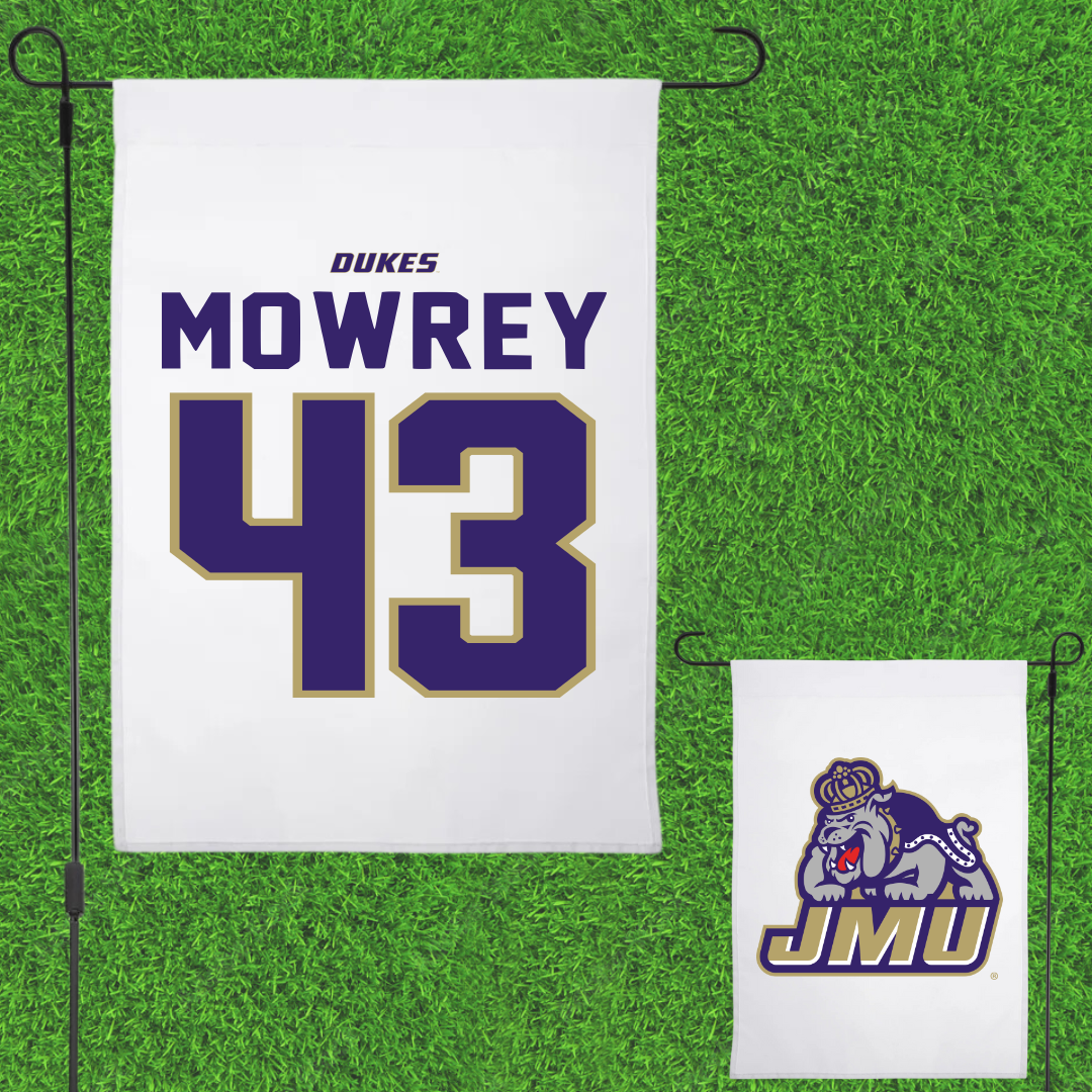 James Madison University Football White Garden Flag - #43 Jack Mowrey