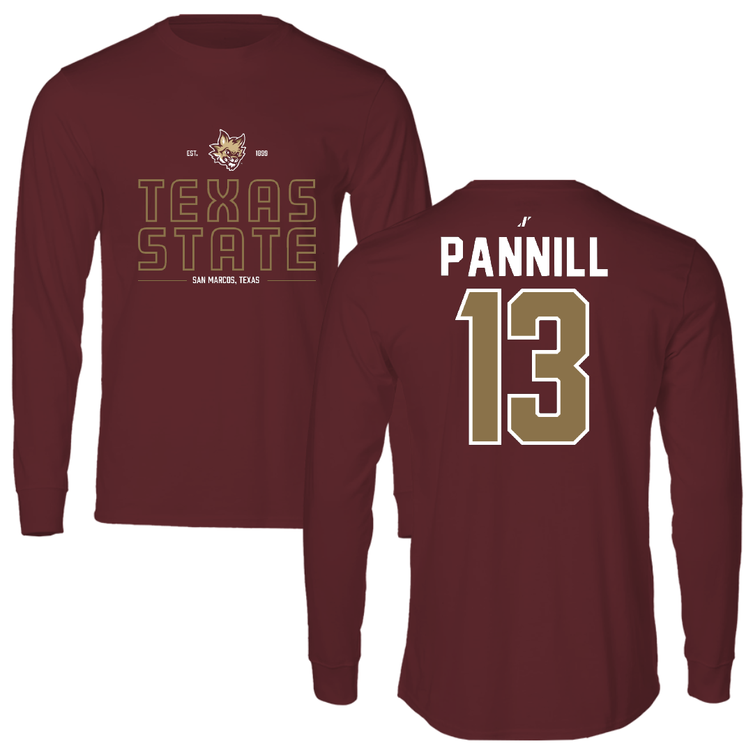 Texas State University Softball Maroon General Performance Long Sleeve - #13 Braylin Pannill