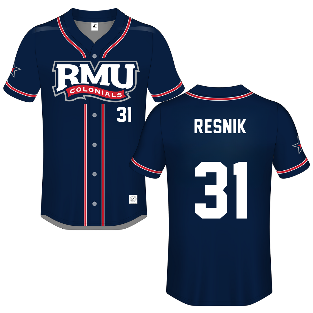 Robert Morris University Navy Button-Down Jersey - #31 Anna Resnik