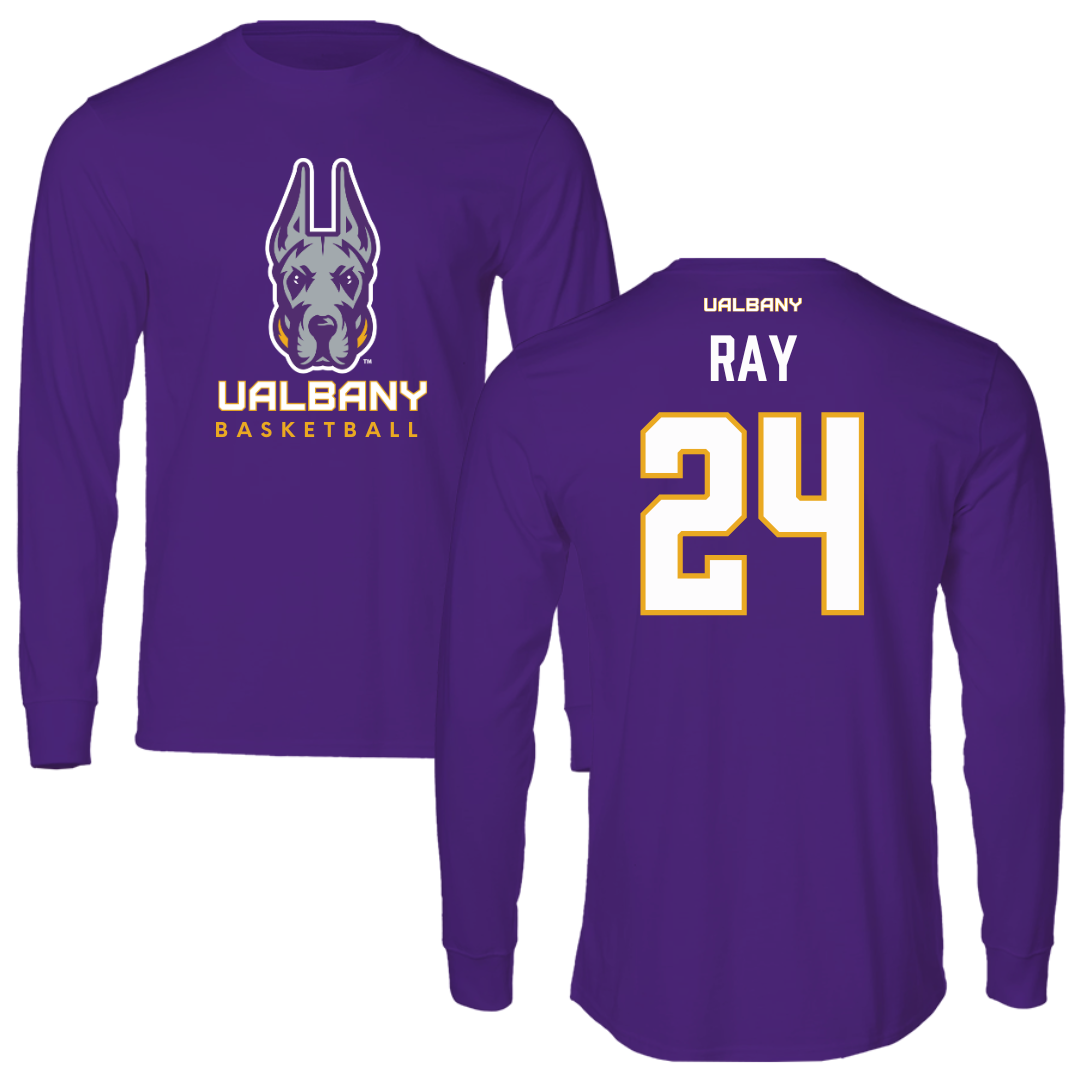 University at Albany Basketball Purple Mascot Long Sleeve - #24 Abby Ray