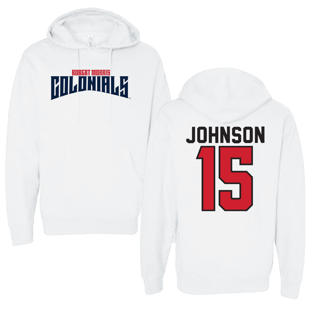 Robert Morris University Basketball White Classic Hoodie - #15 Natalie Johnson