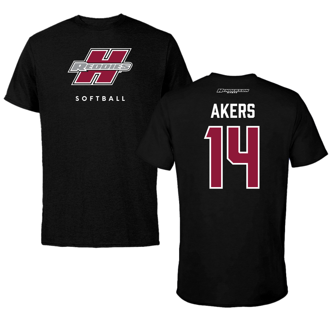 Henderson State University Softball Black Performance Tee - #14 Hilary Akers