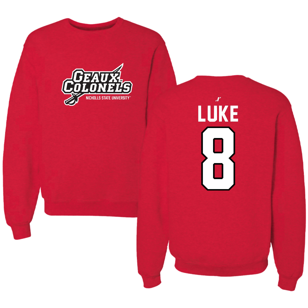 Nicholls State University Baseball Red General Crewneck - #8 Haden Luke