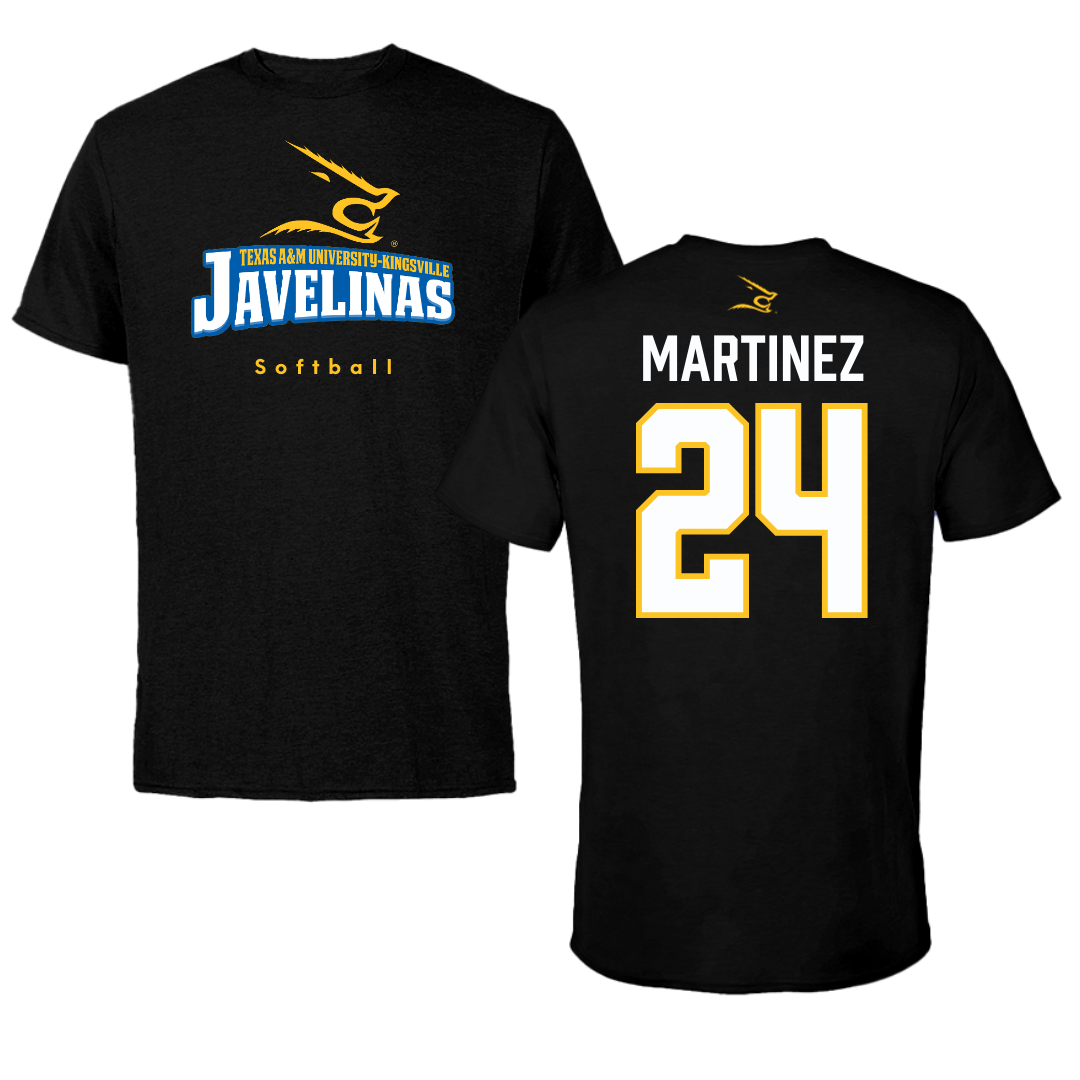 Texas A&M University-Kingsville Softball Black Tee - #24 Andrea Martinez