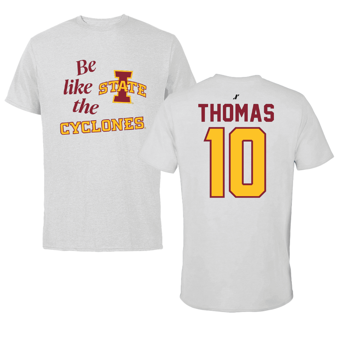 Iowa State University Soccer Light Gray Be Like Us Performance Tee - #10 Sophia Thomas
