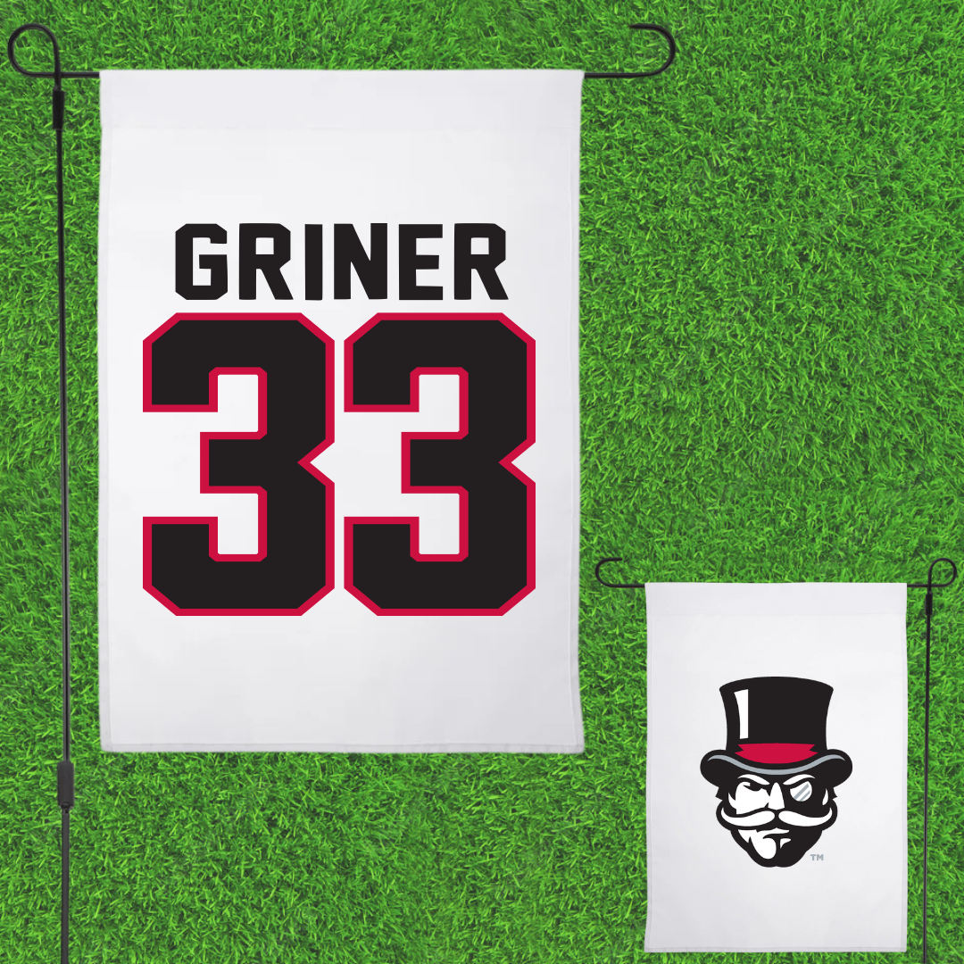 Austin Peay State University Football White Garden Flag - #33 Jackson Griner