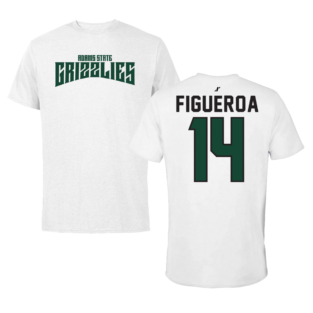 Adams State University Soccer White Classic Tee - #14 Angelica Figueroa
