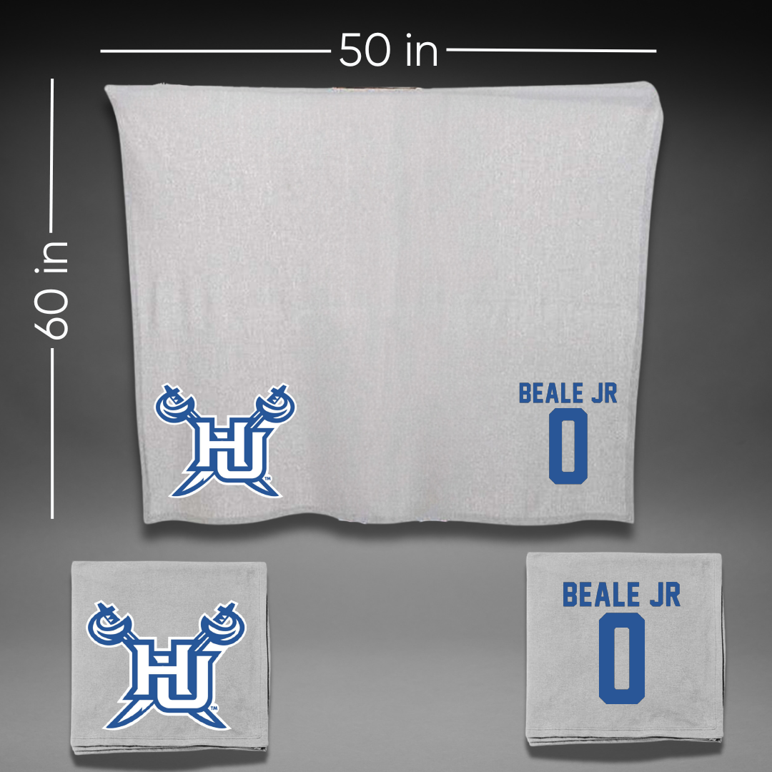 Hampton University Basketball Gray Blanket - #0 George Beale Jr