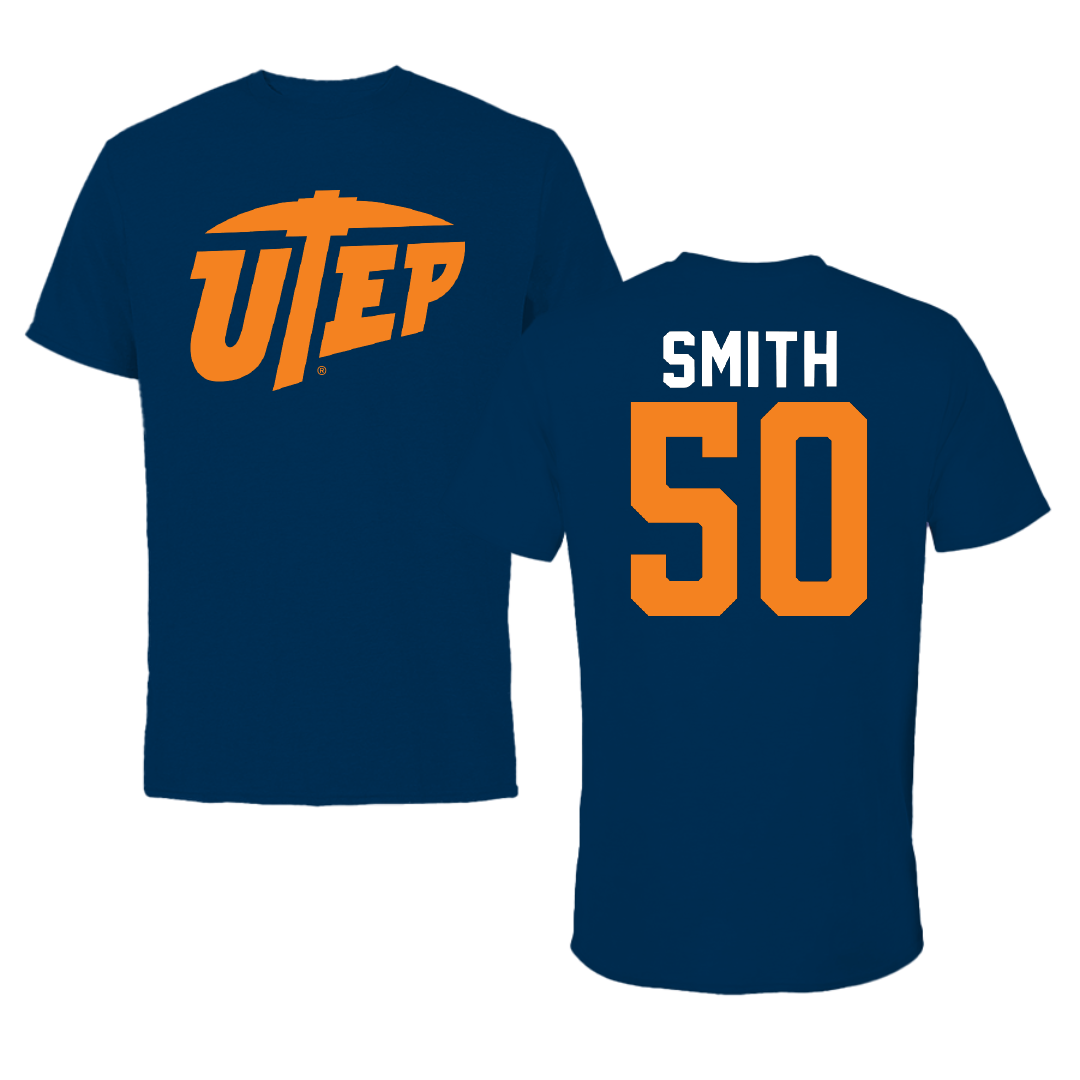 University of Texas at El Paso Football Navy Tee - #50 Brennan Smith