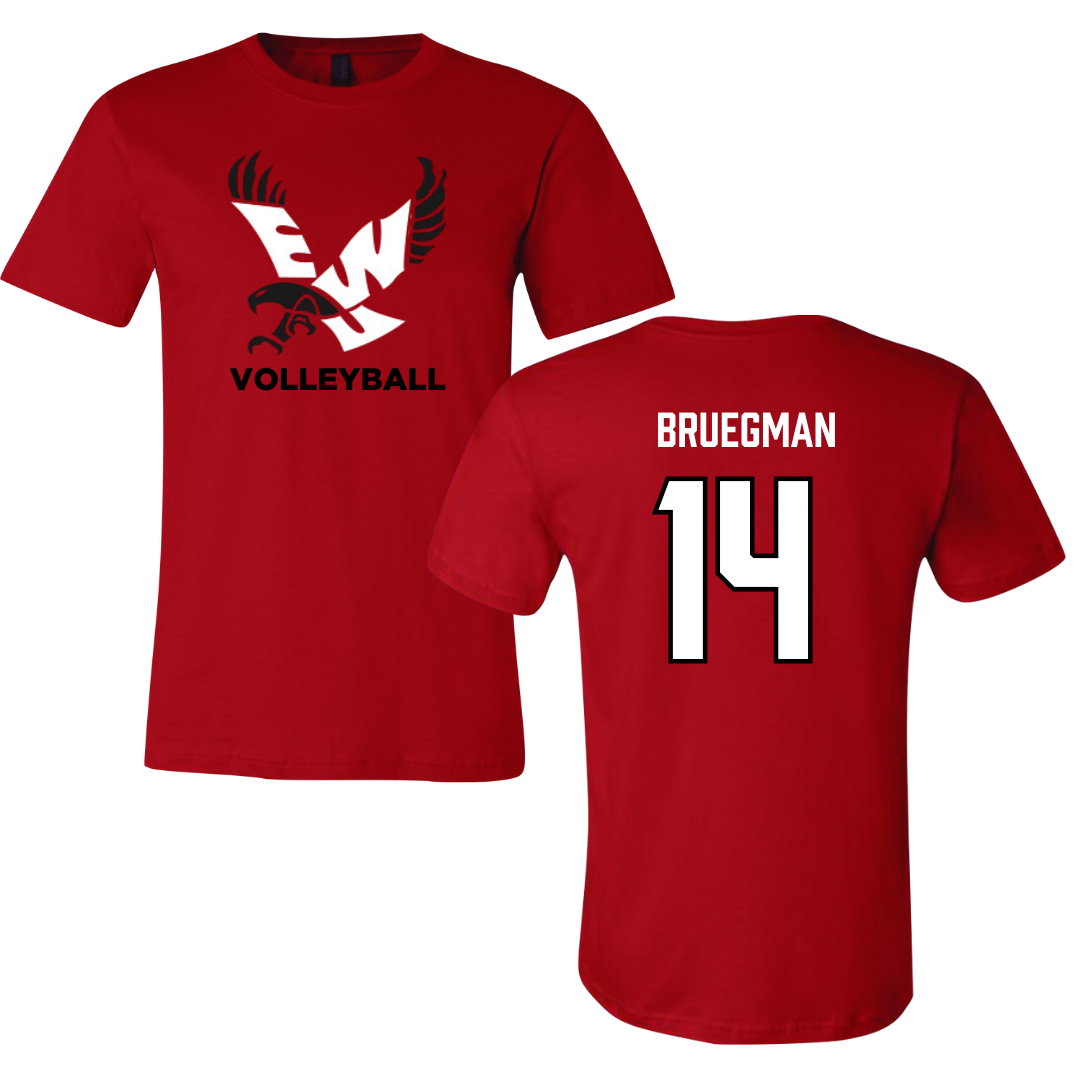 Eastern Washington University Volleyball Red Tee - #14 Elle Bruegman
