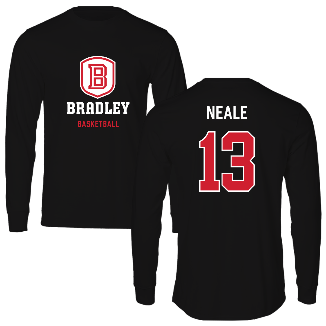 Bradley University Basketball Black Block Performance Long Sleeve - #13 Sheyene Neale