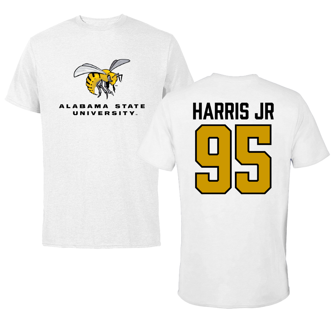 Alabama State University Football White Tee - #95 Cornell Harris Jr