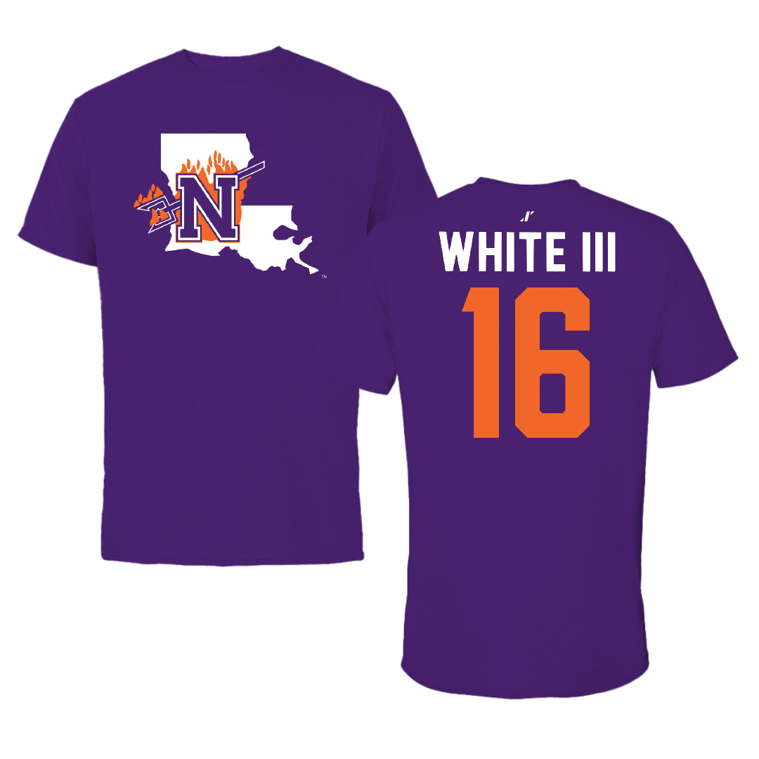 Northwestern State University Football Purple State Performance Tee - #16 William White III