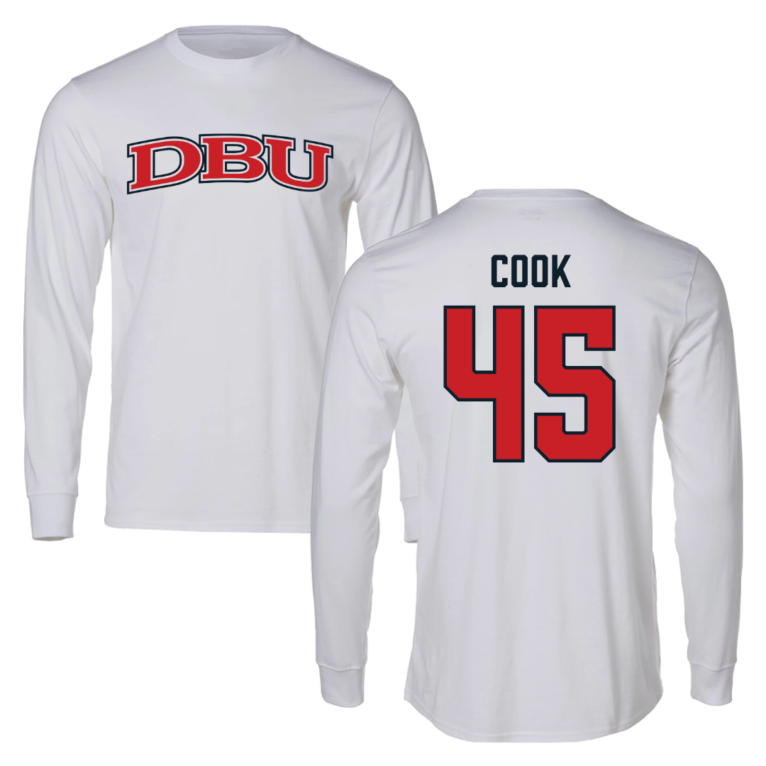 Dallas Baptist University STUNT White Performance Long Sleeve - #45 Janae Cook