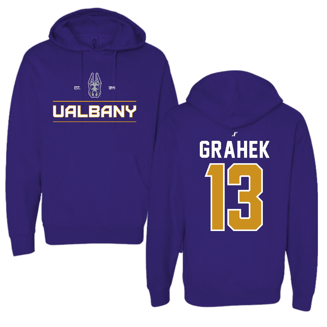 University at Albany Softball Purple General Hoodie - #13 Deanna Grahek