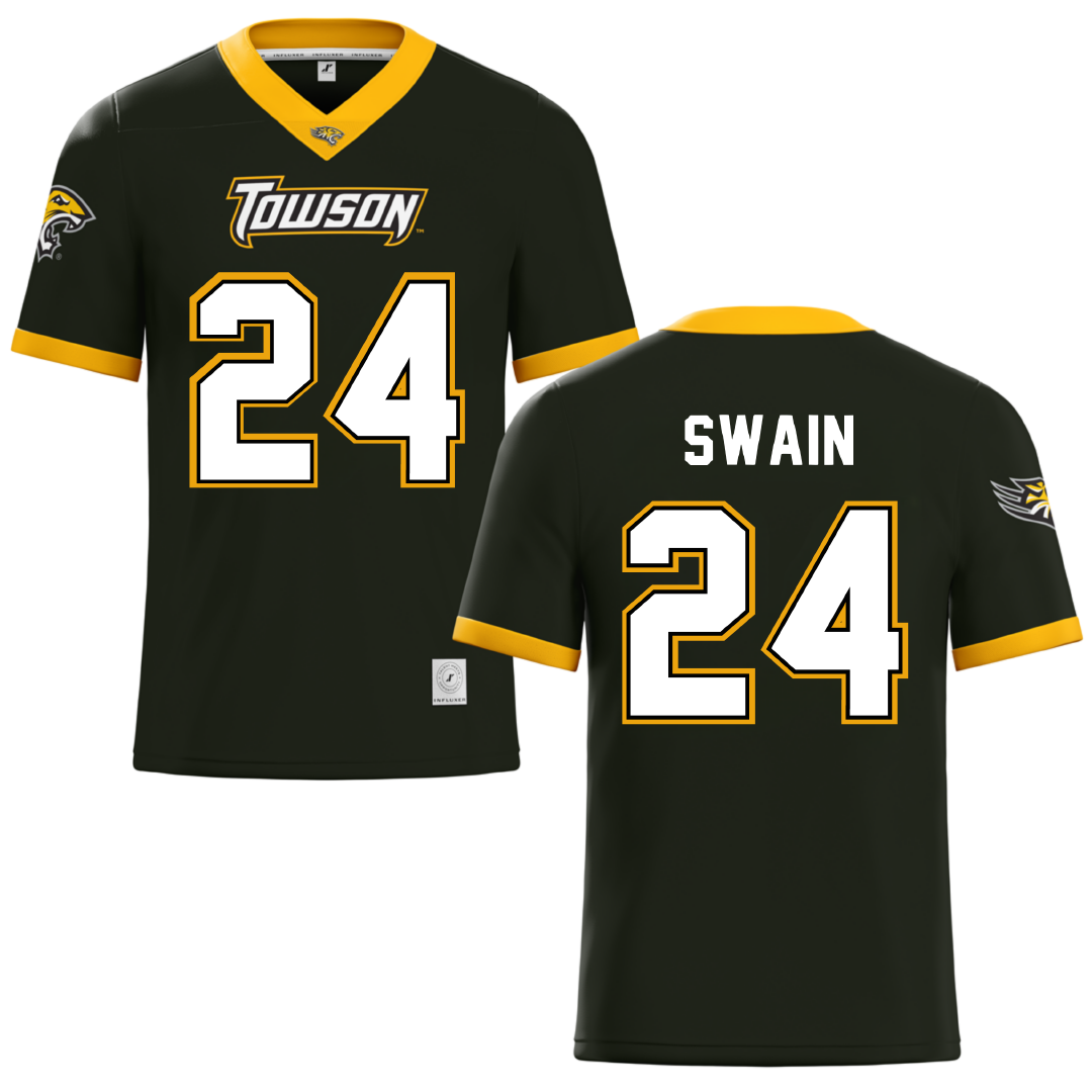 Towson University Black Football Jersey - #24 Mike Swain
