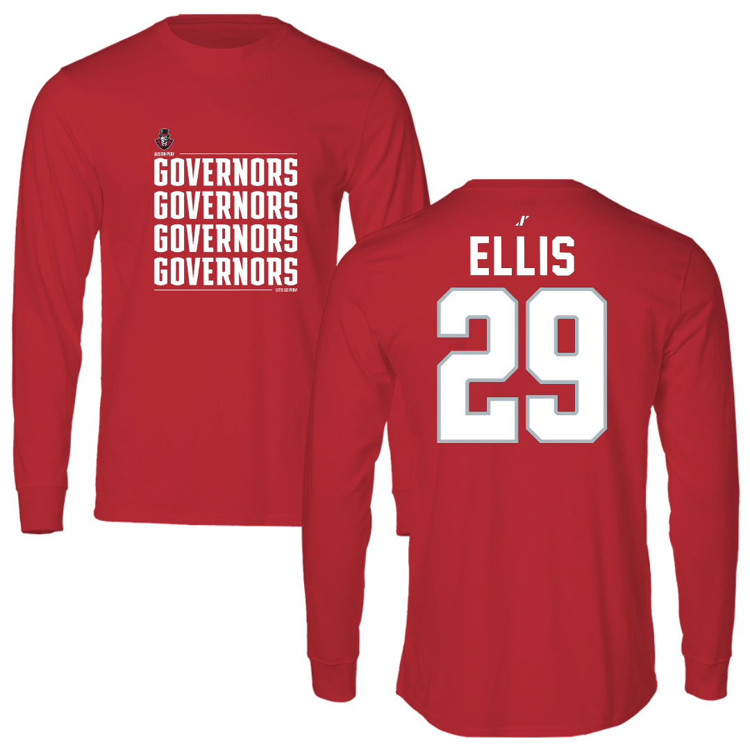 Austin Peay State University Football Red General Performance Long Sleeve - #29 Ellis Ellis