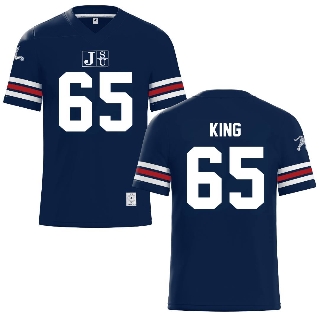 Jackson State University Navy Football Jersey - #65 Jackson King
